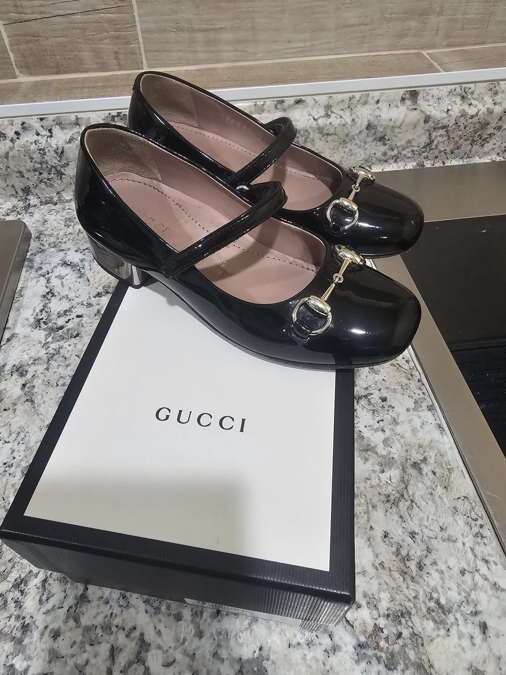 Gucci Black Patent Mary Jane Heel with Horsebit Detail US12 EU29